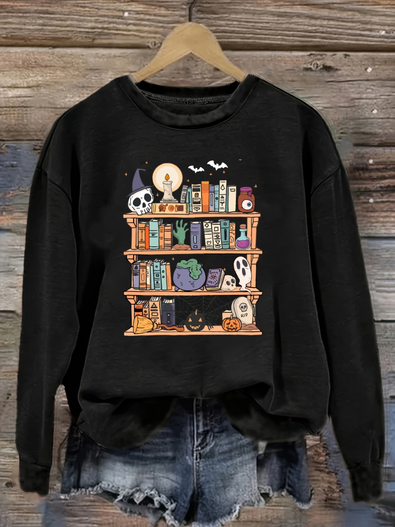 Bookshelf - Camiseta Casual de Manga Larga con