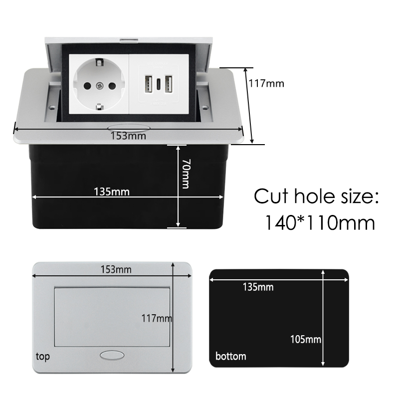Enchufe de mesa FR en el encim - Office Furniture Brands reseña y precio