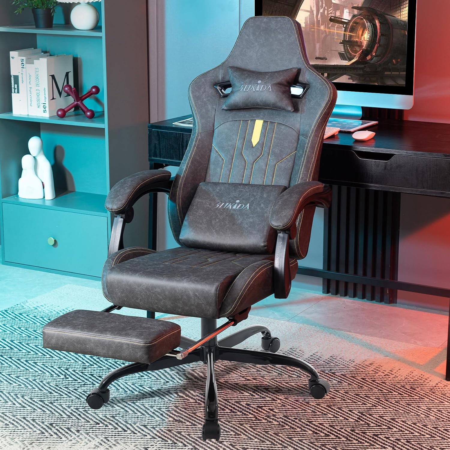 Silla de juego con reposapiés, - Office Chair Cushion reseña y precio