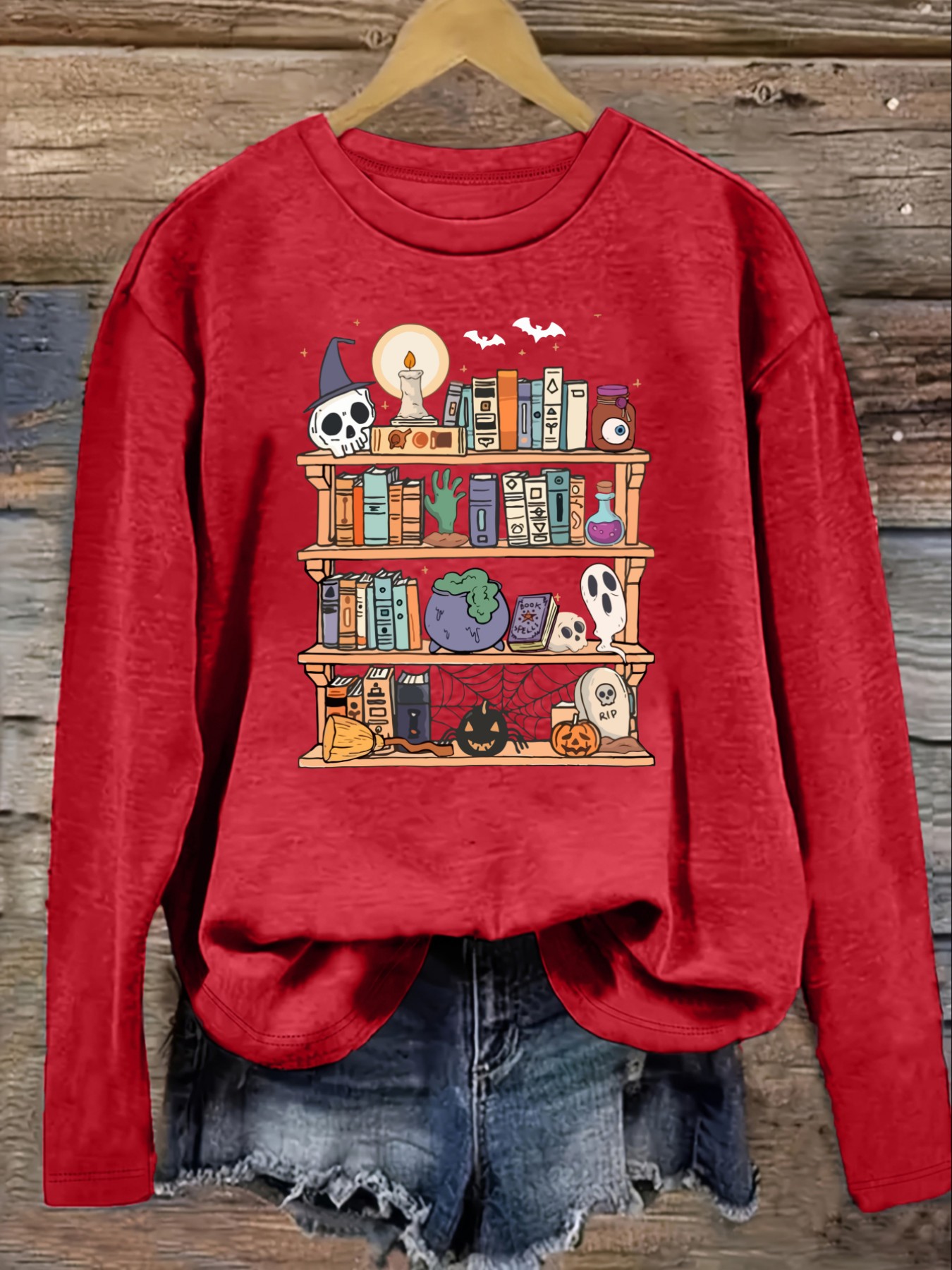 Camiseta Casual de Manga Larga - Bookshelf reseña y precio